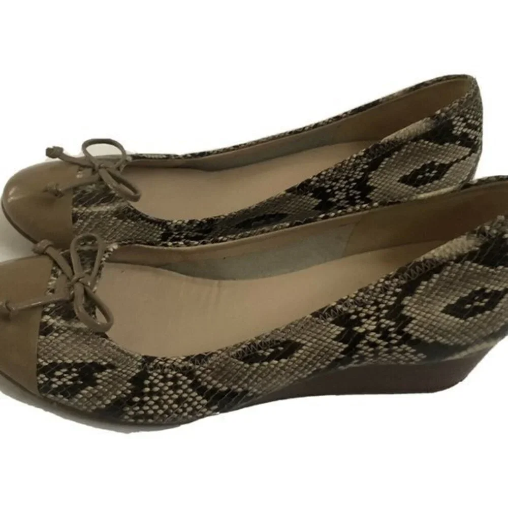 Cole Haan Womens Leather Shoes 8aa Snakeskin Wedge